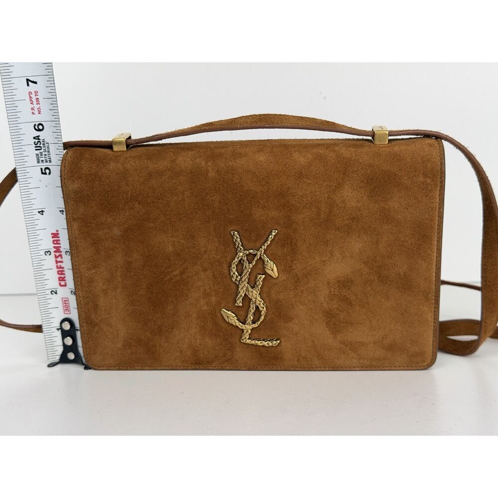 Saint Laurent Dylan Shoulder Bag Small in Brown Suede and Gold-Tone Hardware - Picture 10 of 15